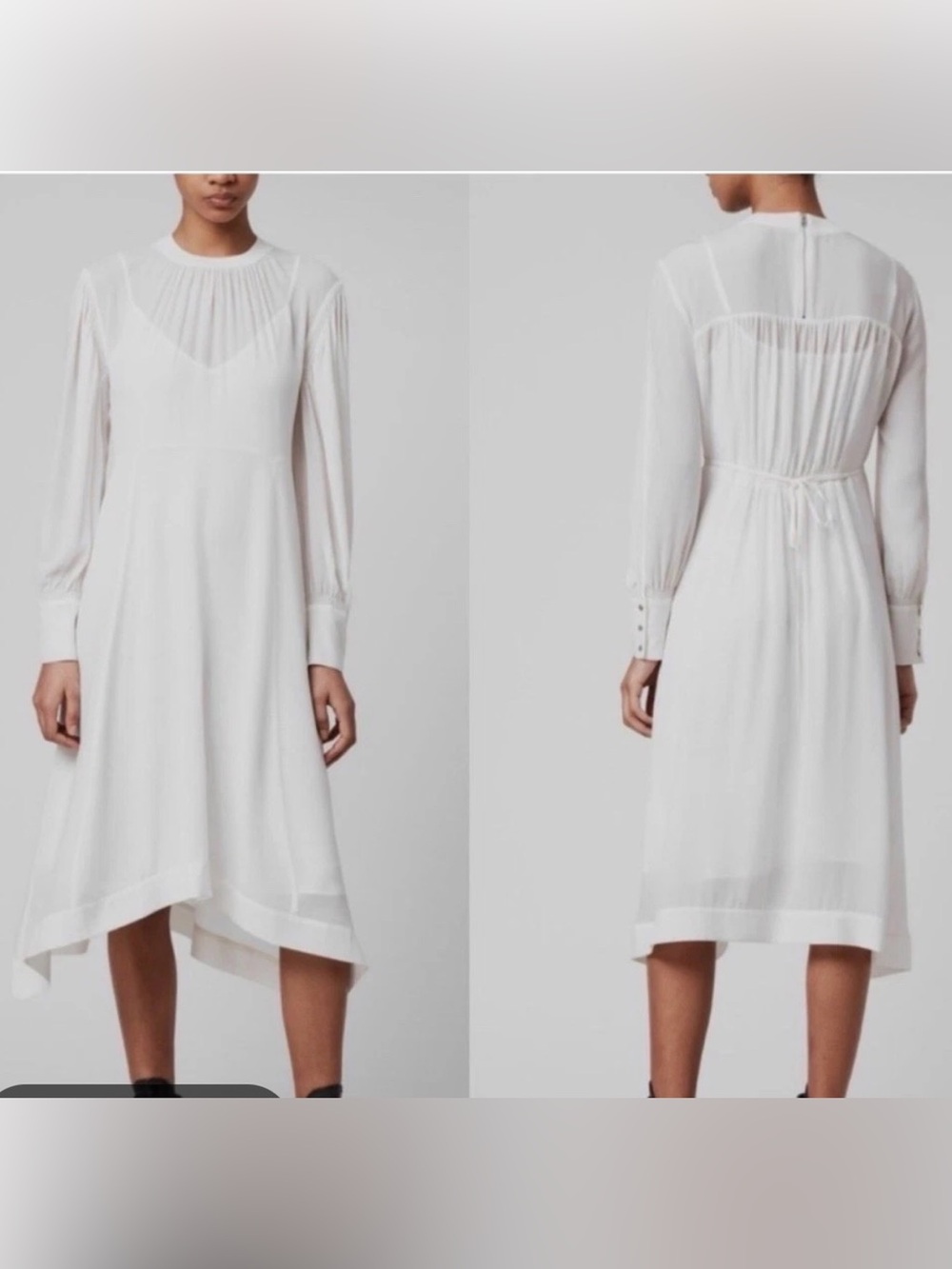 AllSaints Ivory Long-Sleeve Midi Dress